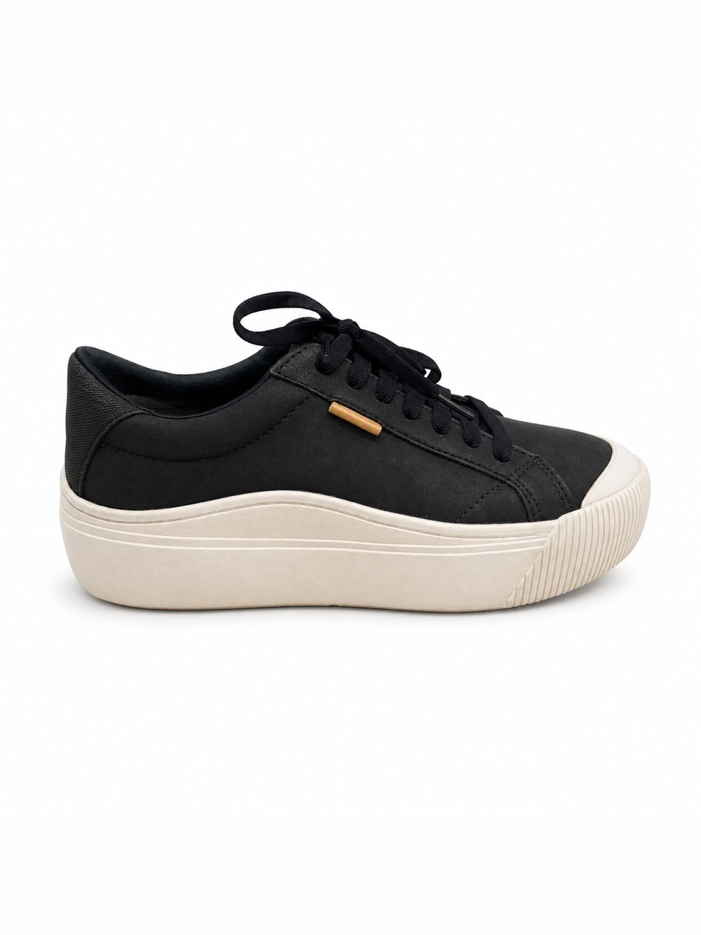 Dr. Scholl's Black Platform Lace-Up Sneakers with Cream Sole